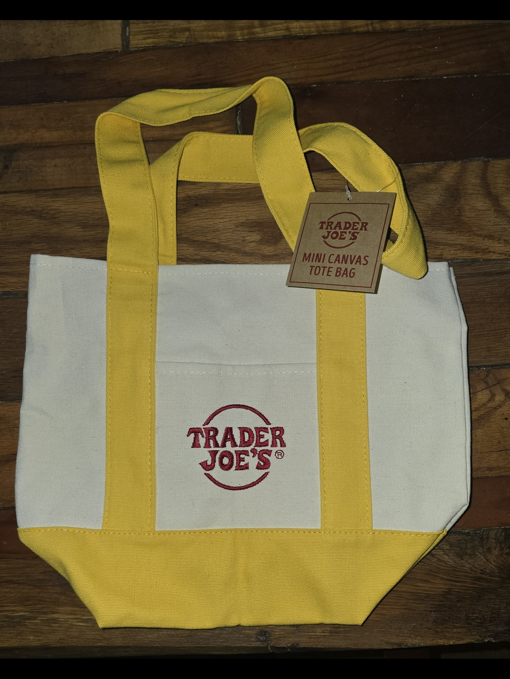 Trader Joe's Yellow & Cream Mini Canvas Tote Bag. Limited Edition.